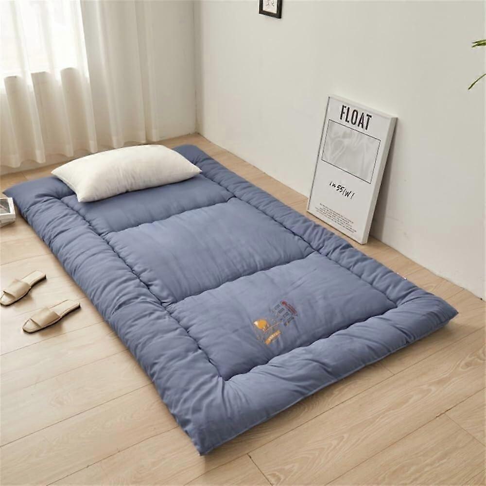 Futon Mattress - Foldable Japanese Floor Mat, Portable 1x2m Single Sleeping Mat for Dormitory, Camping, Yoga, Crawling, Dark Blue
