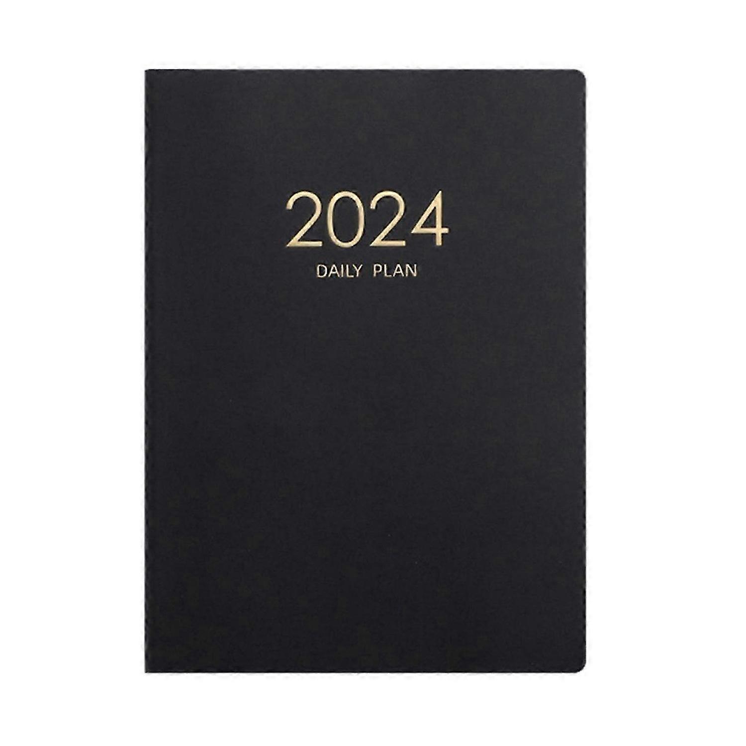 2024 Black Plan Notebook Calendar Thickened Daily Plan Notebook