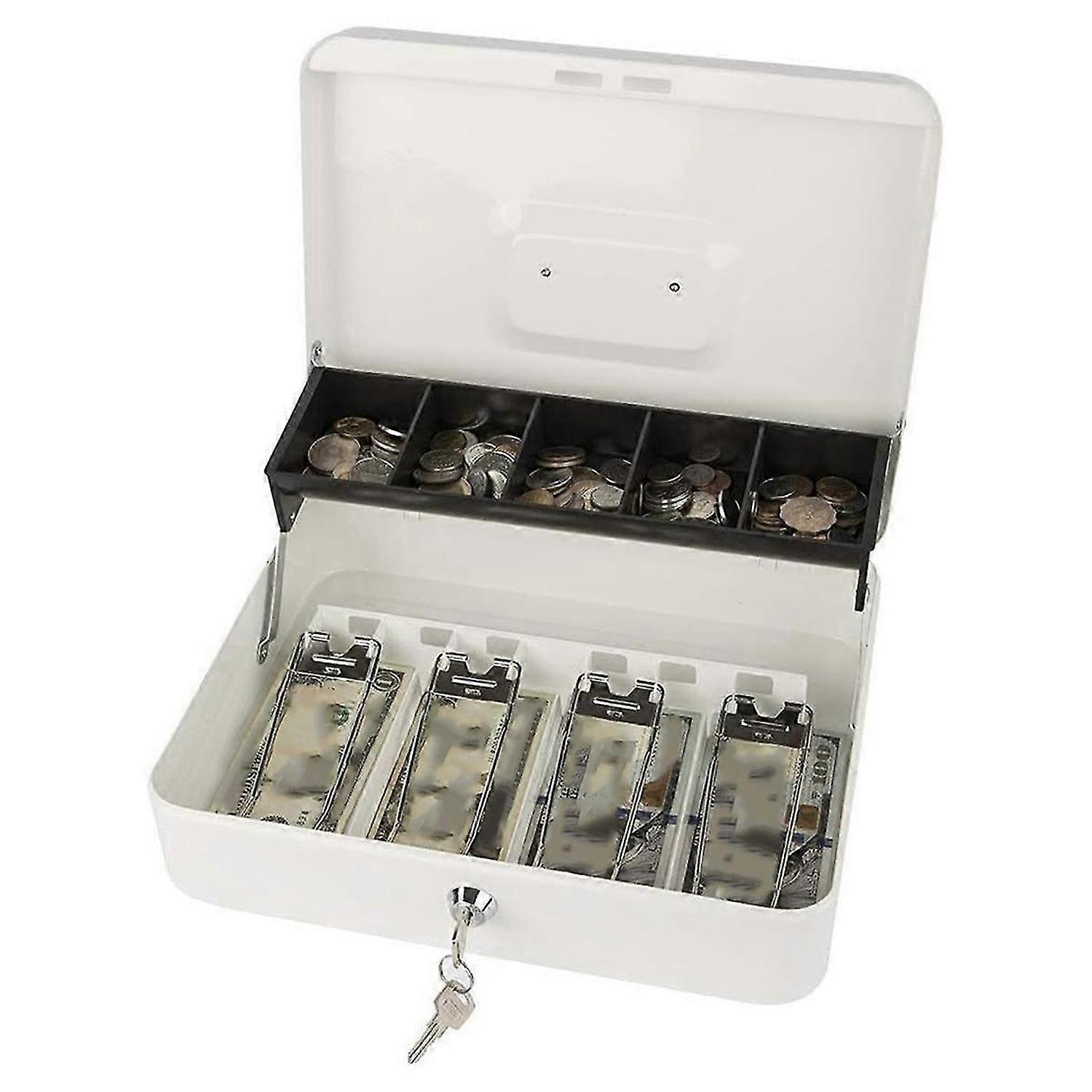 Lockable Metal Cash Box, Multi-Compartment B