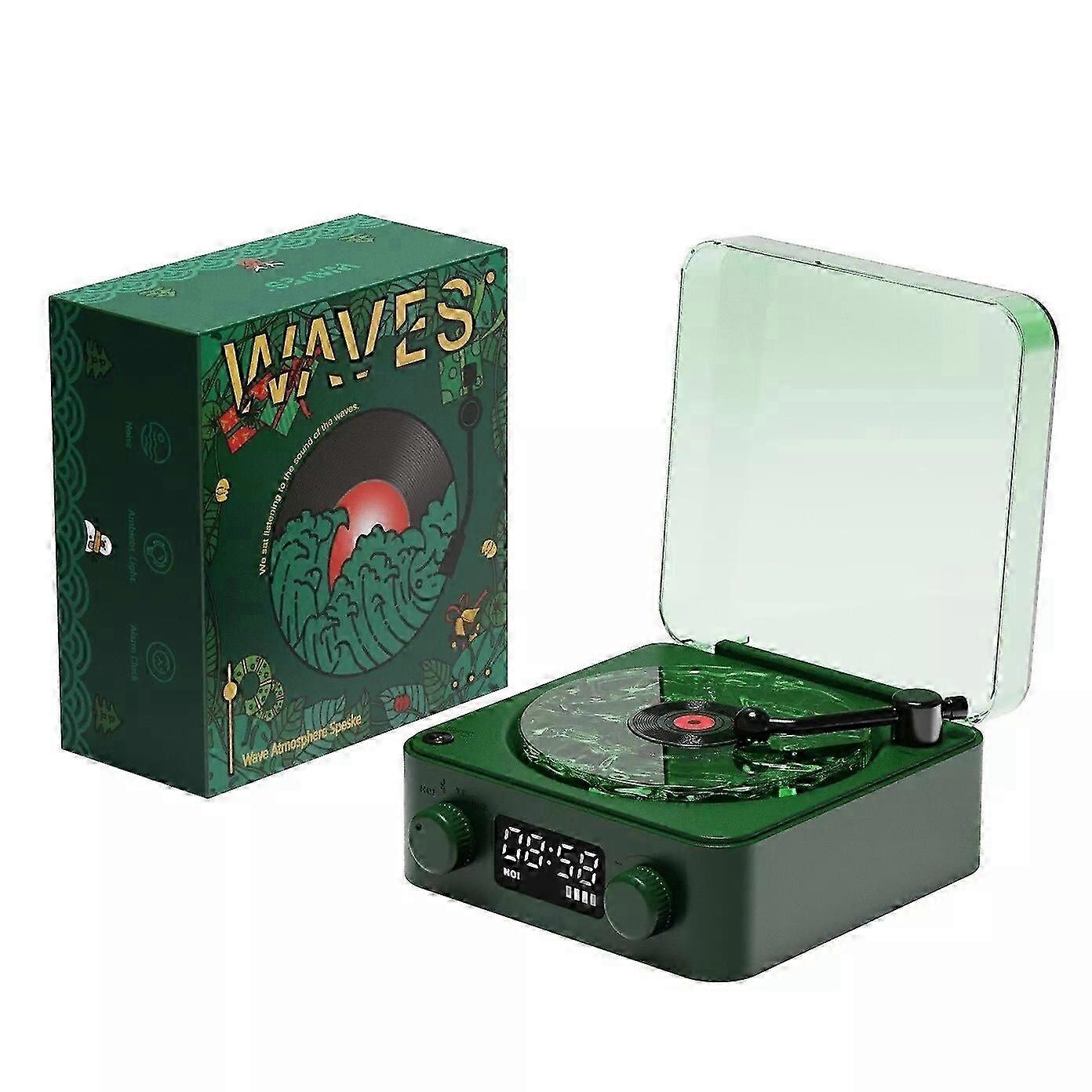 Lumena Lamp Record Player, Waves Vinyl Bluetooth Speaker with 4 Modes Adjustable