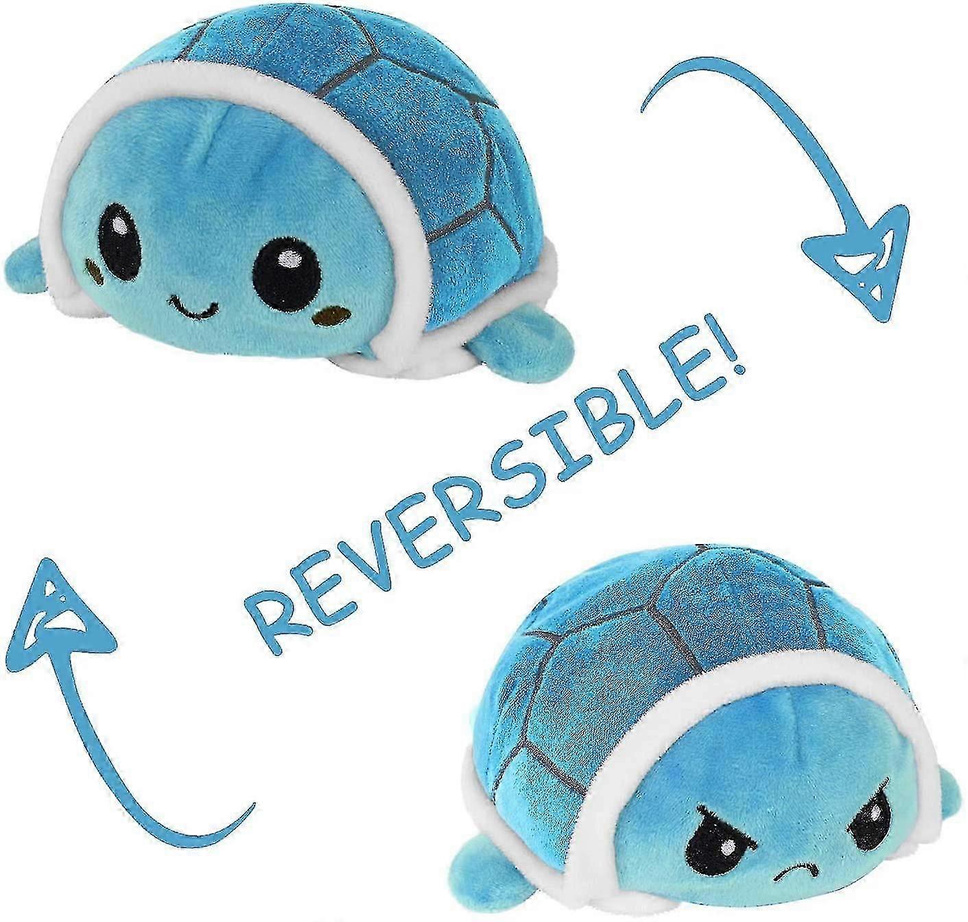 Plush Turtle Stuffed Animal Toys,reversible Turtle Plushie Dolls, Show Your Mood Without Saying A Word! Purple -DF