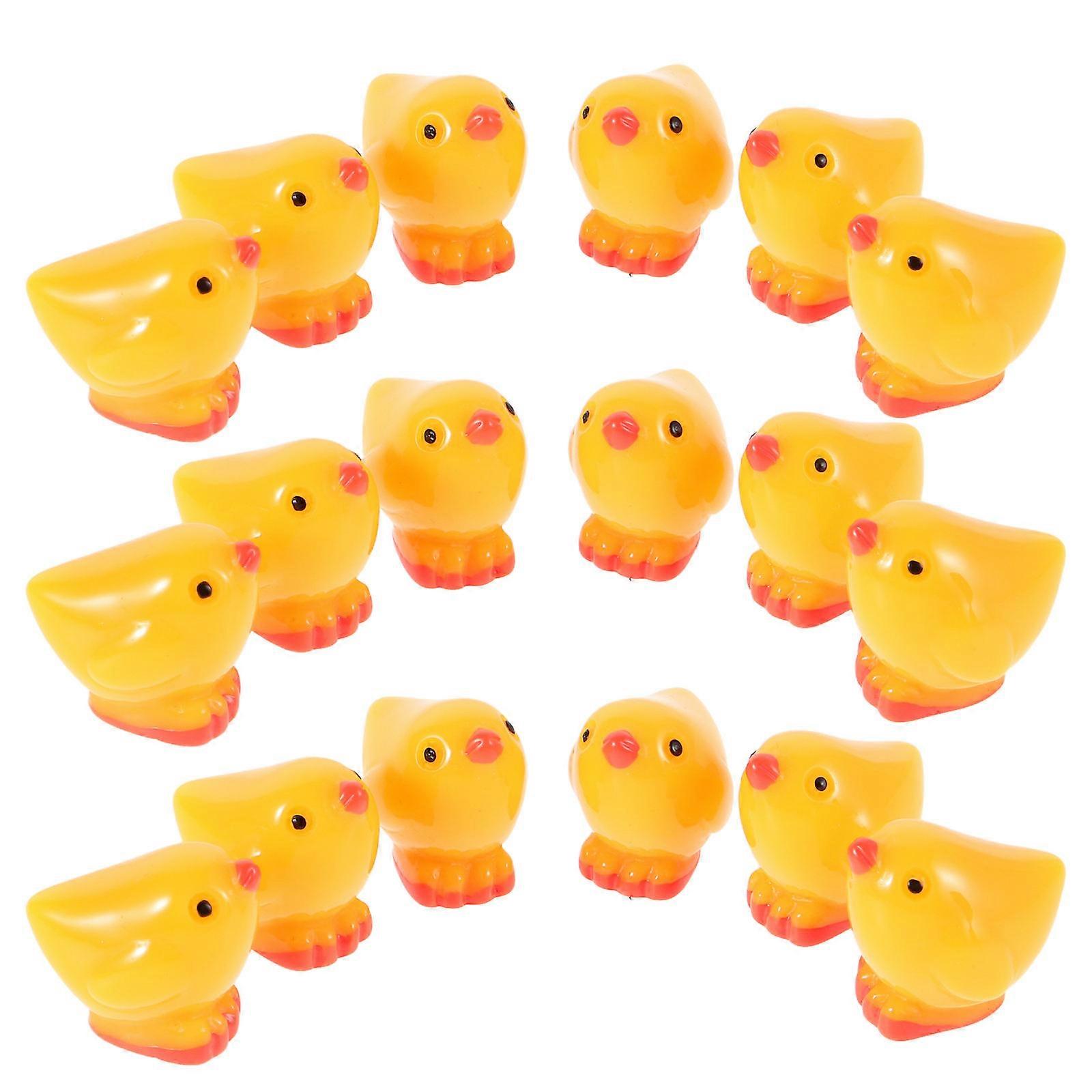 Miniature Resin Chickens Small Figurines for Decoration 50Pcs Yellow Handcraft