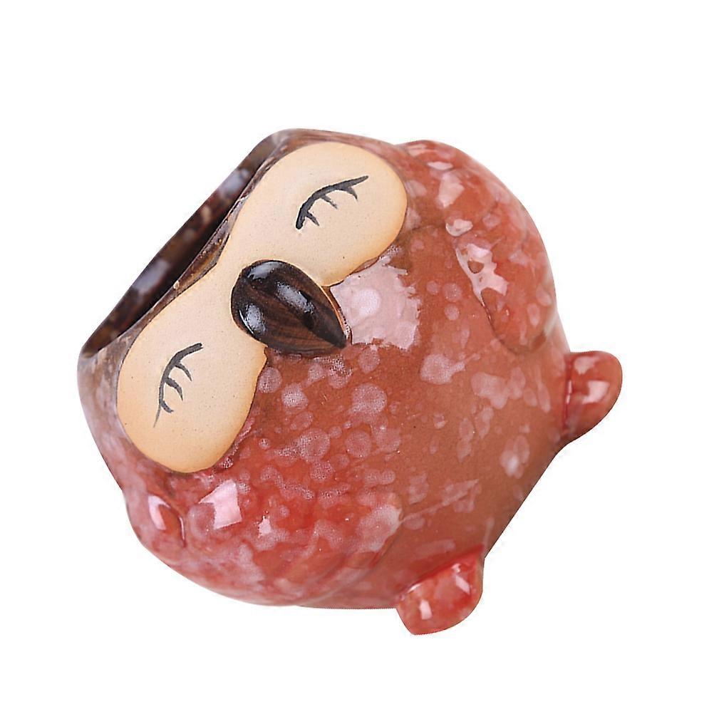 Owl Flower Pot for Storage 2Pcs Lovely Ceramic Succulent Planters Red