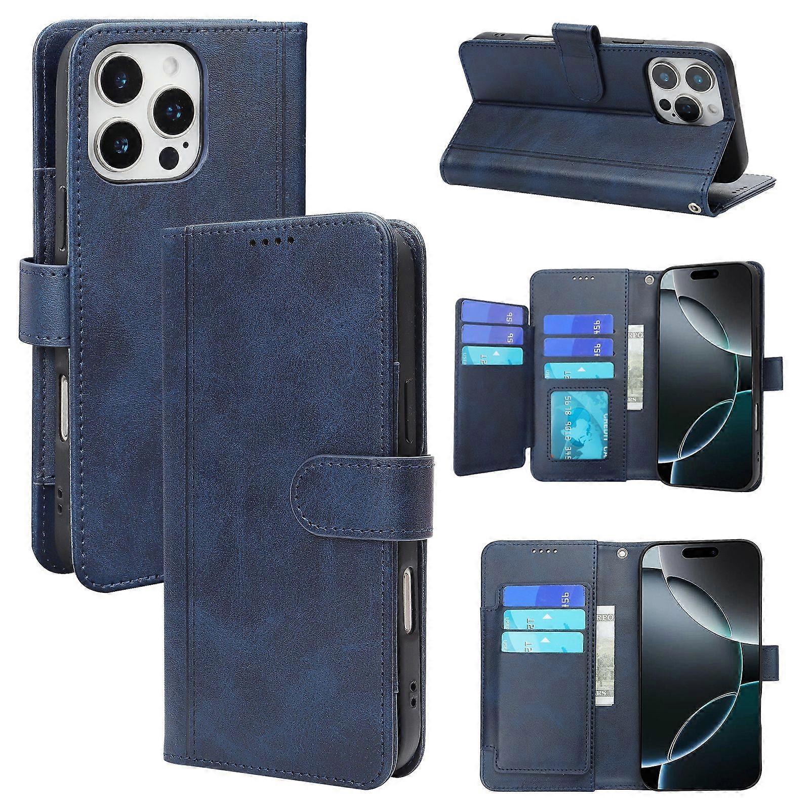 Multi-function card slot mobile phone leather case for Google Pixel 9 Pro calfskin nine-card storage 9A wallet case