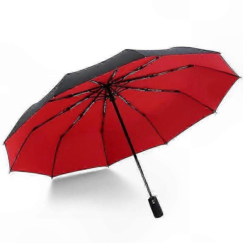 Dual-Layer 10-Rib Automatic Folding Umbrella for Rain Protection