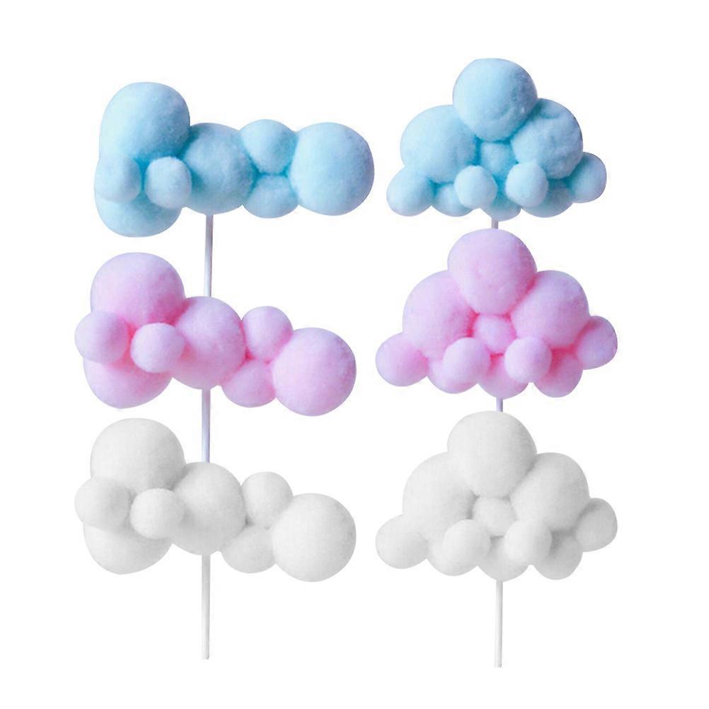 Handmade Cloud Cake Toppers for Party Decoration 6Pcs Assorted Colors