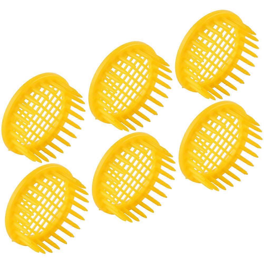 Bee Breeding Cage Incubation Bases Beekeeping Work Yellow Plastic for Isolation 6Pcs