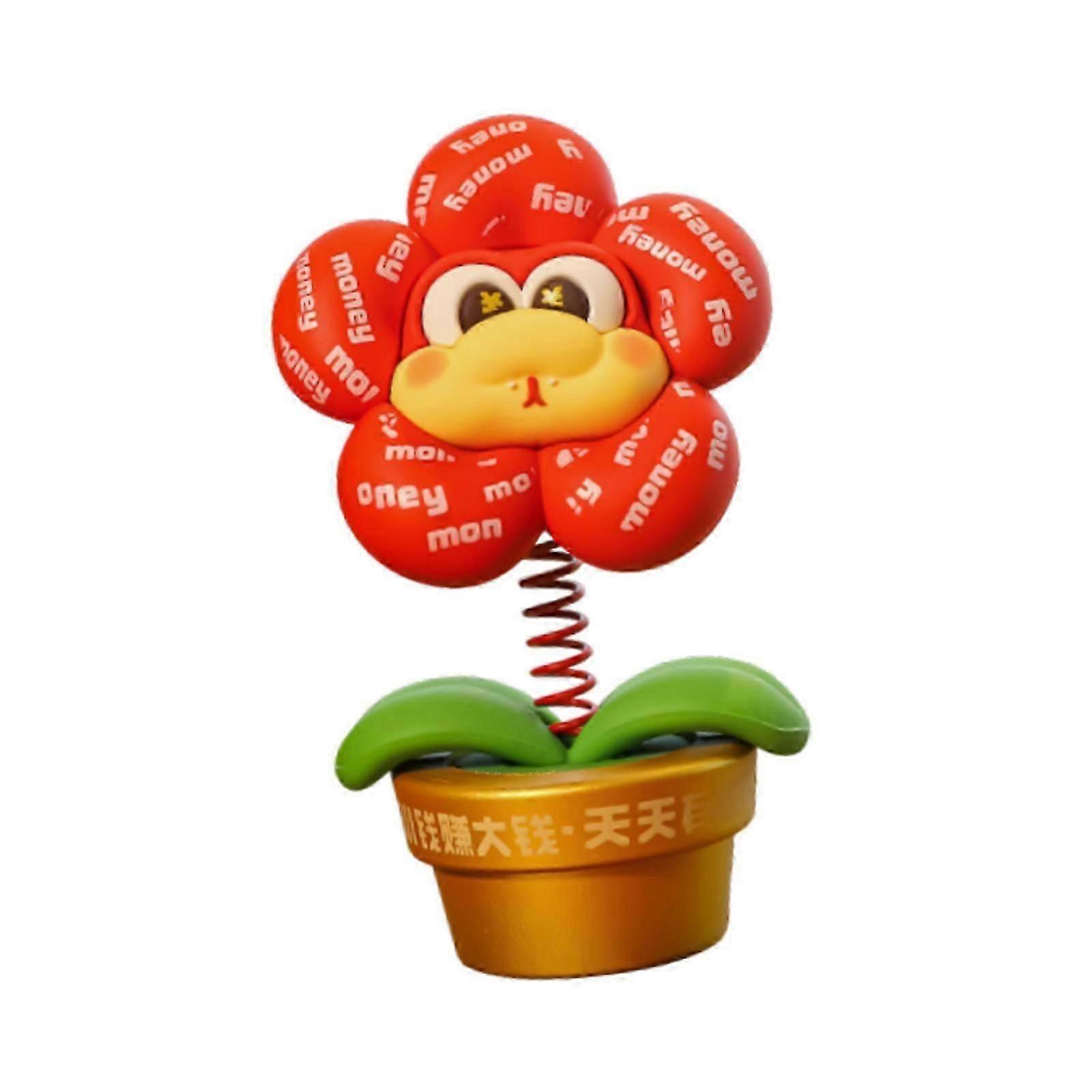 Cute Snake Year Flower Figurine Holiday Decoration for Desktop Shelf Walkway Red