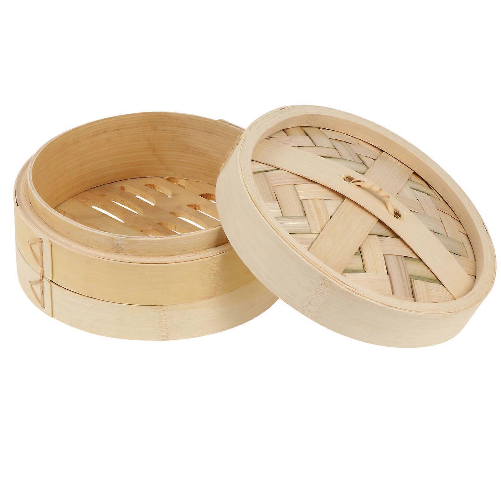 Premium Bamboo Kitchen Food Steamer Practical Steamer 1Set with Lid