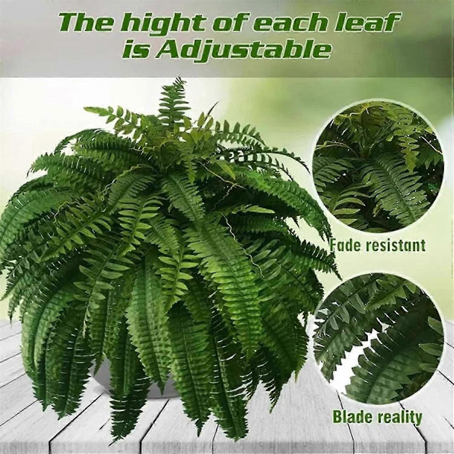 UV Lifelike Artificial Boston Fern, Artificial Ferns for Outdoors, Faux Ferns Fake Ferns Artificial