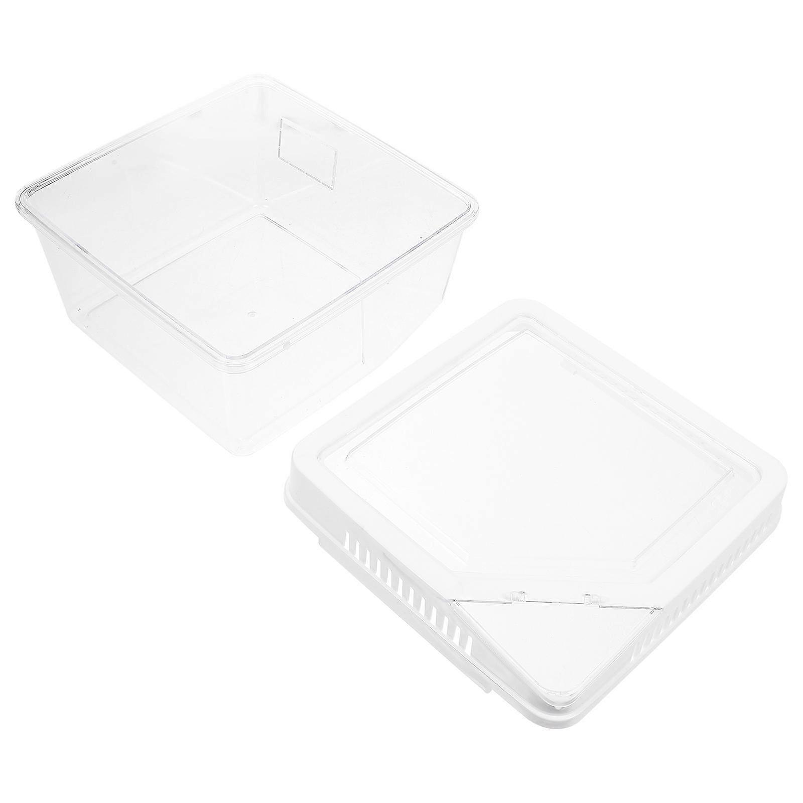 Reptile Feeding Box Crawling Pet White Plastic Lightweight Durable Feeding 1Set