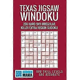Texas Jigsaw Windoku : 200 Hard 9x9 Irregular Killer Extra Region Sudoku