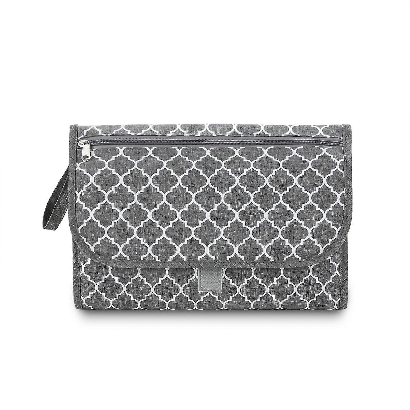 Foldable Baby Changing Mat Portable Diaper Pad Lightweight Waterproof Travel With Storage Pockets For Newborns Grey