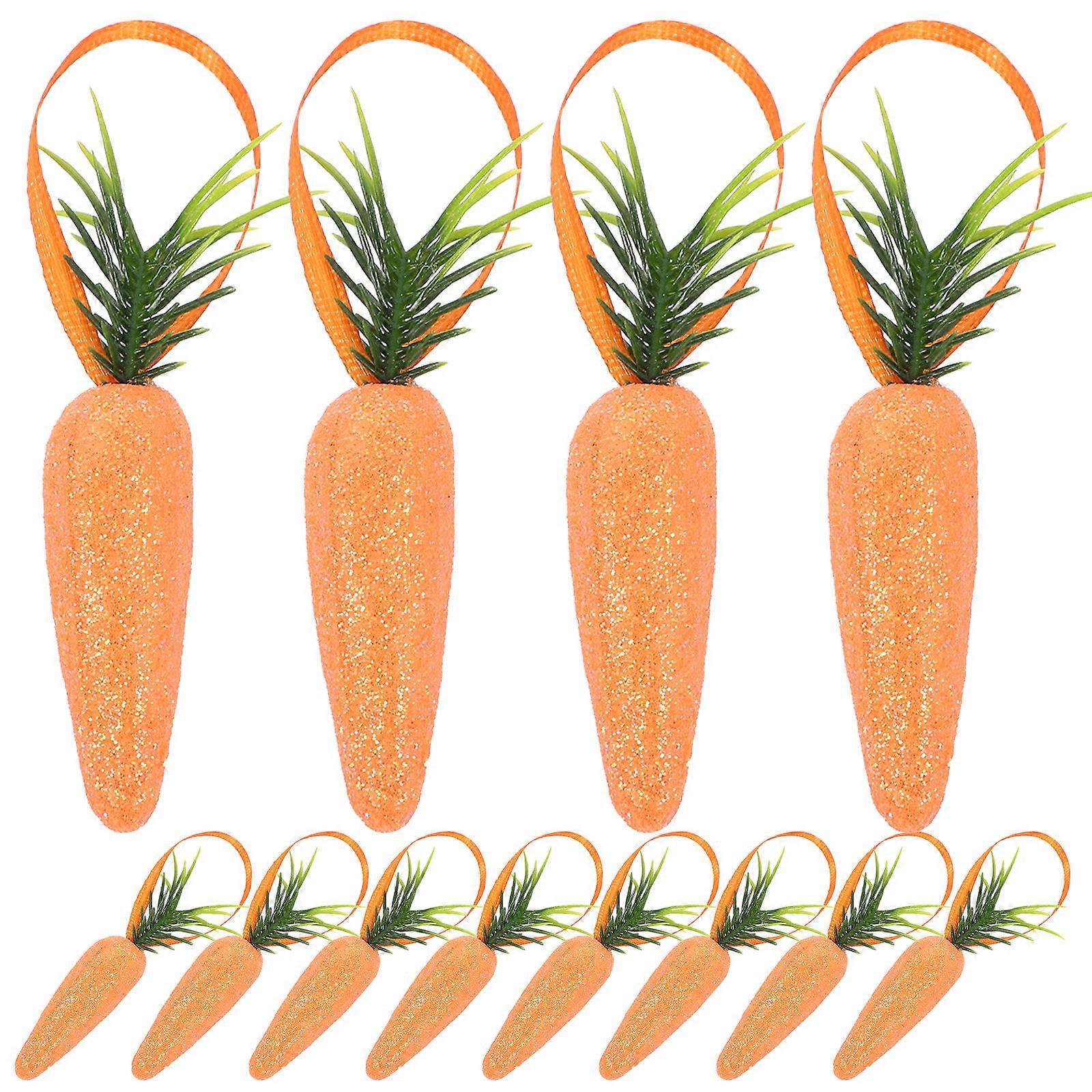 Easter Style Artificial Carrots Decorations 12Pcs Orange Foam Carrot Shape Event Decor Atmosphere Enhancement