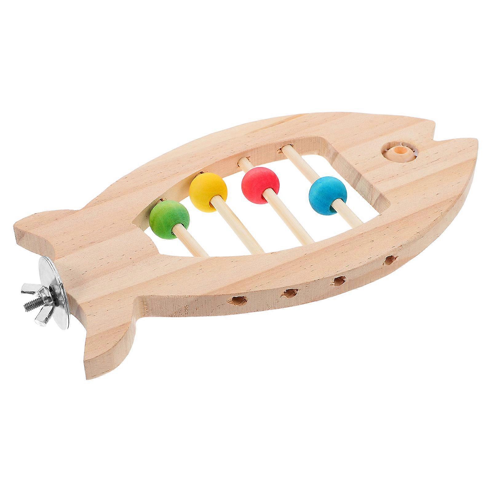 Wood Bird Perch Stand for Parrot Exercise with 3Pcs Cartoon Platform Set