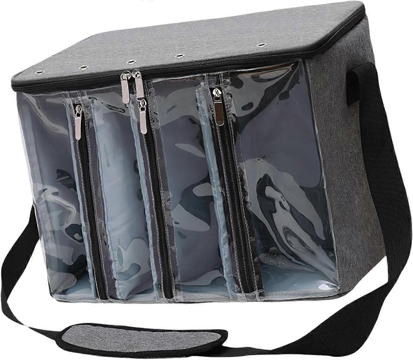 Yarn Woven Bag Large Capacity Knitted Yarn Storage Bag With Multiple Pockets Grey Color