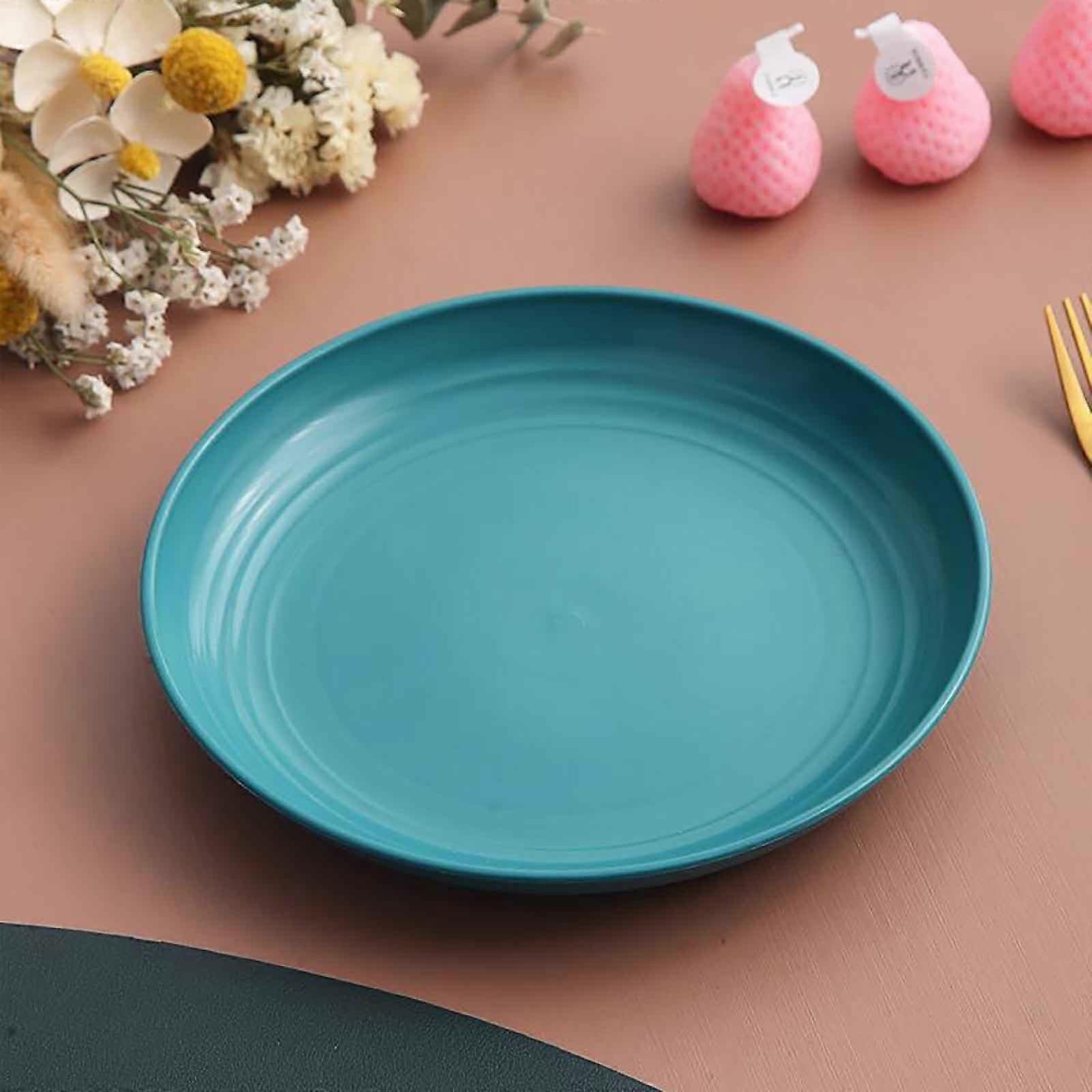 YOLOKE Small Appetizer Plates Wheat Straw Plates - Mini Plastic Plates Reusable, Unbreakable Microwave Safe Plates for Kitchen(Green)