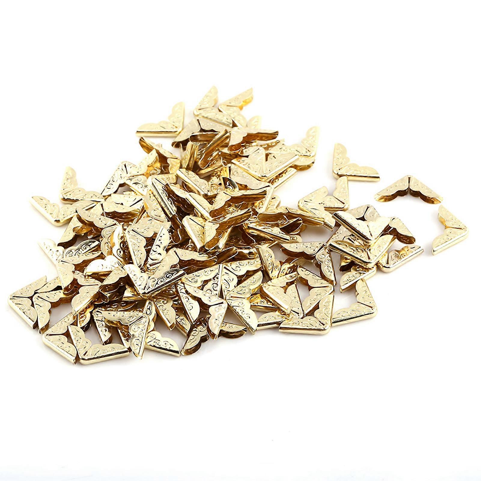 Lot de 100 protège-coins en métal jaune rétro pour albums, menus, cahiers
