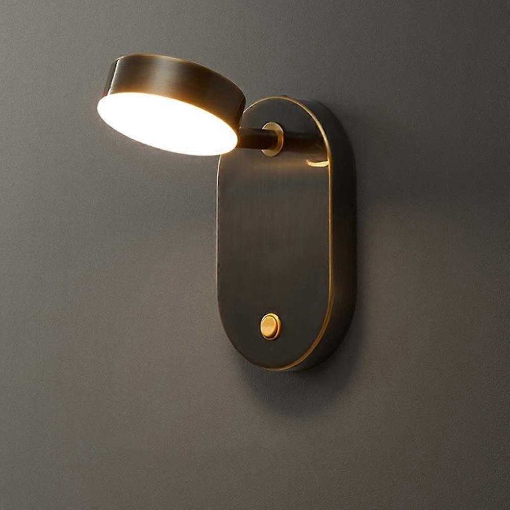 Wall Light Sconce Vintage Brass Wall Lamp With Switch Adjustable 360 Degree Rotation LED 7W 3000K 6000K Bedside Light