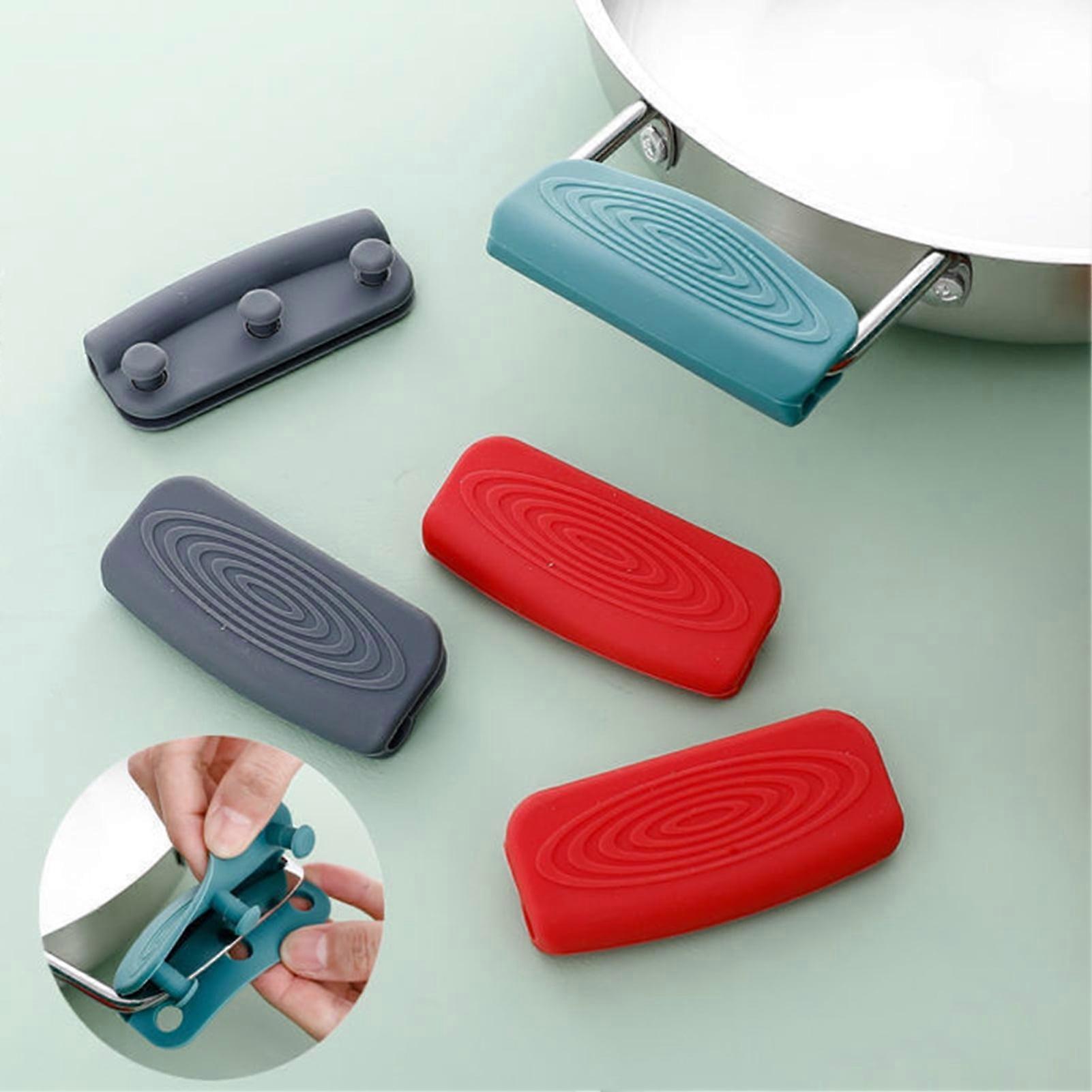Yesbay 1 Pair Silicone Pot Handle Grips, Non-Slip Reusable Buckle Design, Anti-Scalding Pan Handle Covers, Kitchen Tools