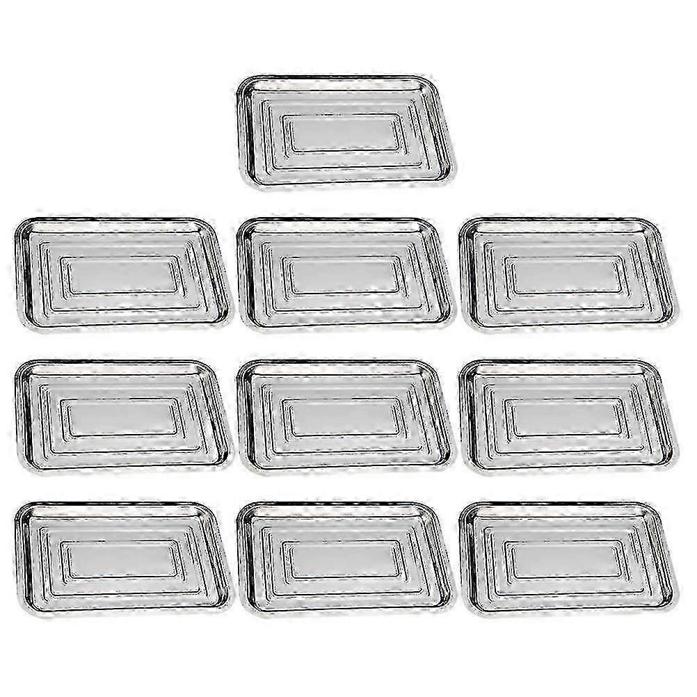 10 stk serveringsbrett i rustfritt stål Multifunksjonstallerken Kjøkkenmat Måltidsbrett