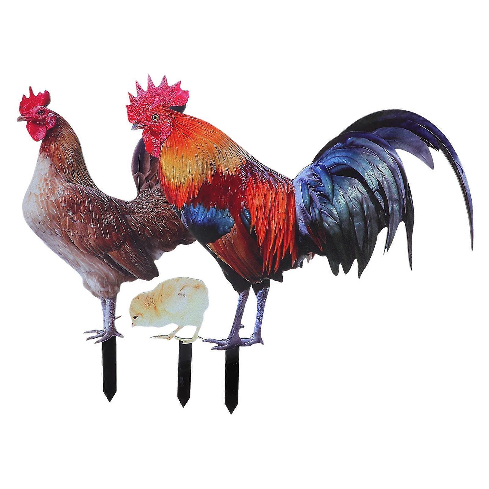 Decorative Garden Chicken Stake Acrylic Yard Stake for 2Sets Usage