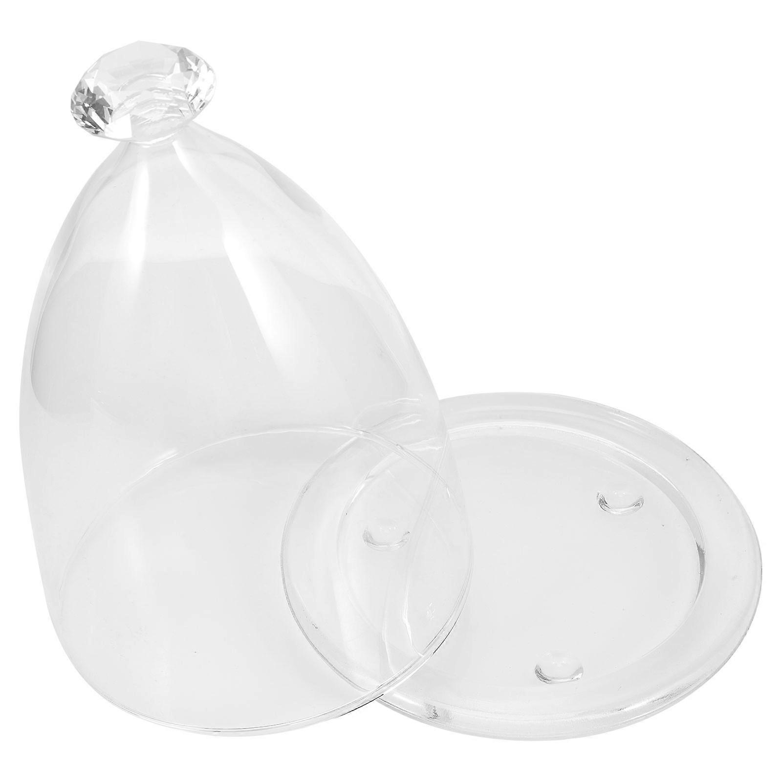 Clear Glass Dome for Flower Craft Display 2Pcs with Base Decoration