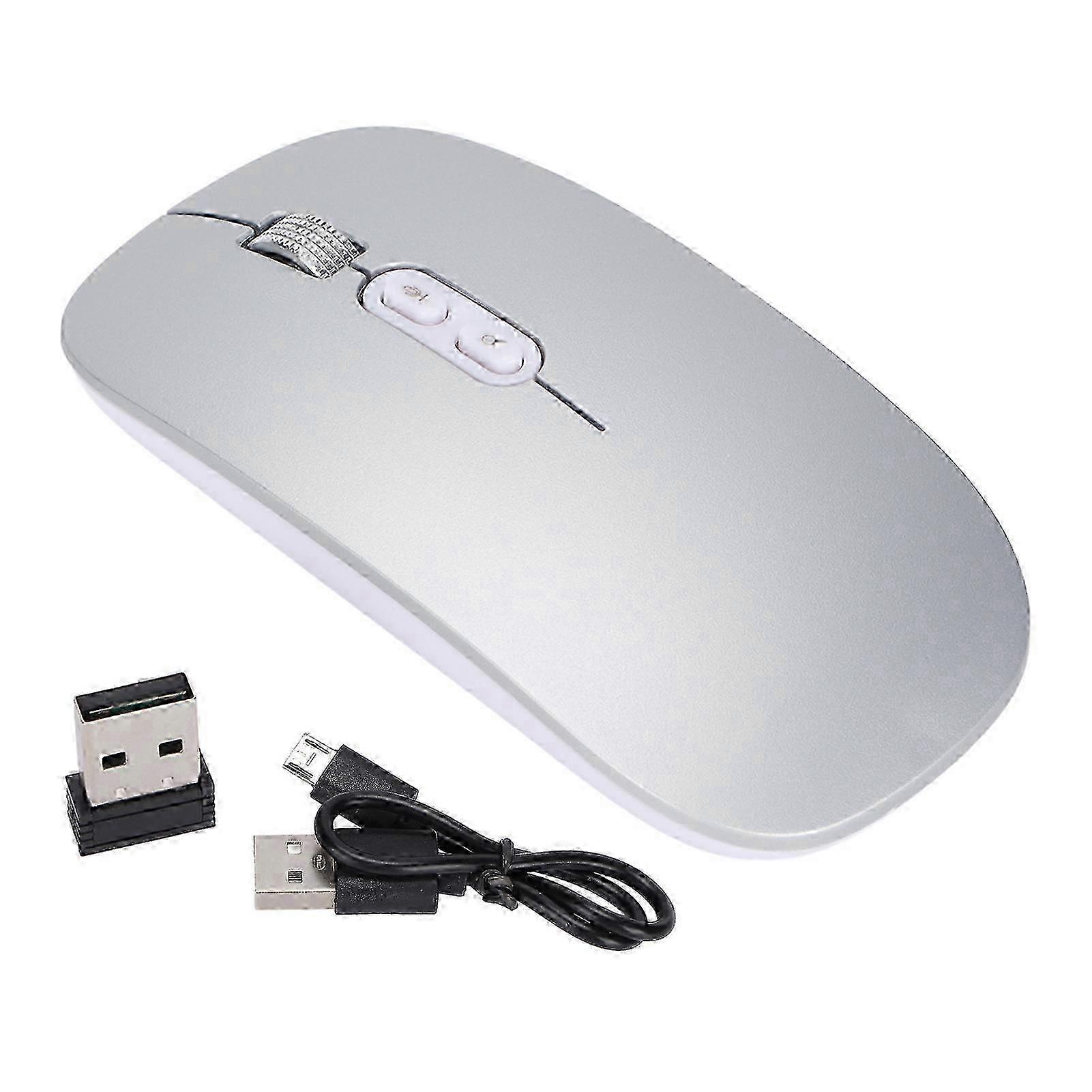 Silver Wireless AI Mouse 1600DPI with Voice Input - UK Laptop Accessory for Easy Translation