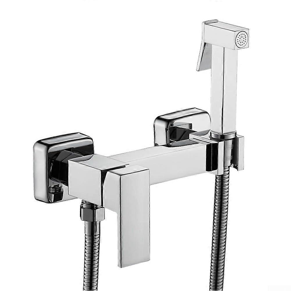 Bidet Sprayer Kit With Brass Angle Valve, Chrome Finish, Hanging SingleHandle Shower Spray, Hose Included