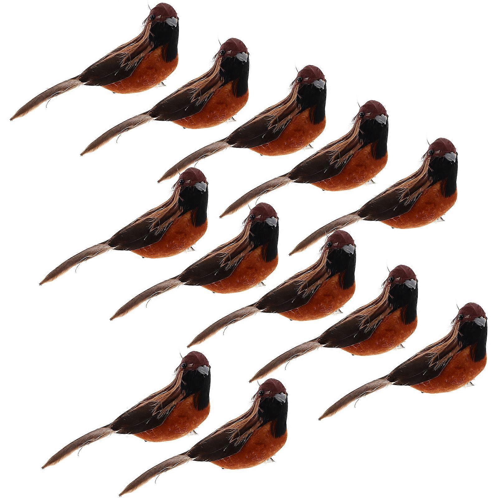 Artificial Birds Small Bird Adornment for Decoration 12Pcs Assorted