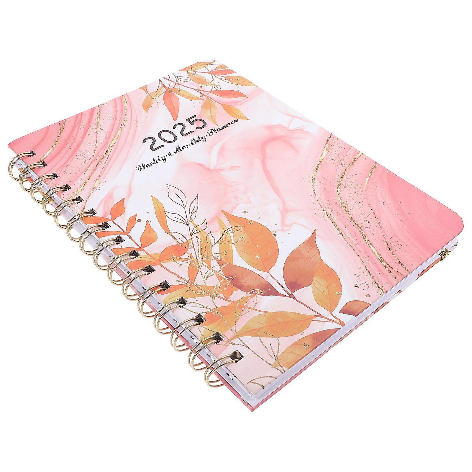 2025 Academic Planner A5 Notebook For Office Supplies And School Supplies Double Wire Binding 4Pcs Orange