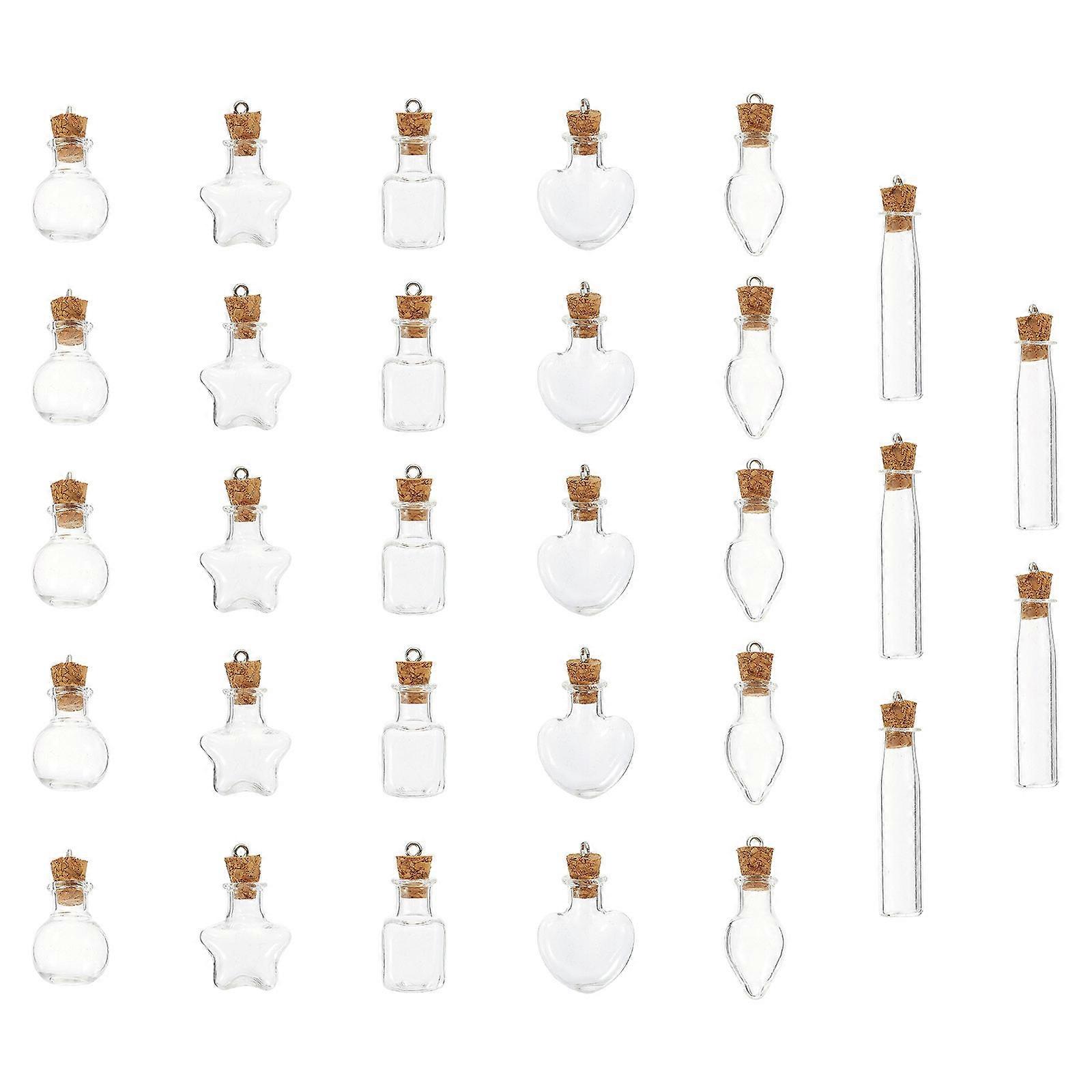 90Pcs Transparent Glass Bottles with Cork for Storage Use
