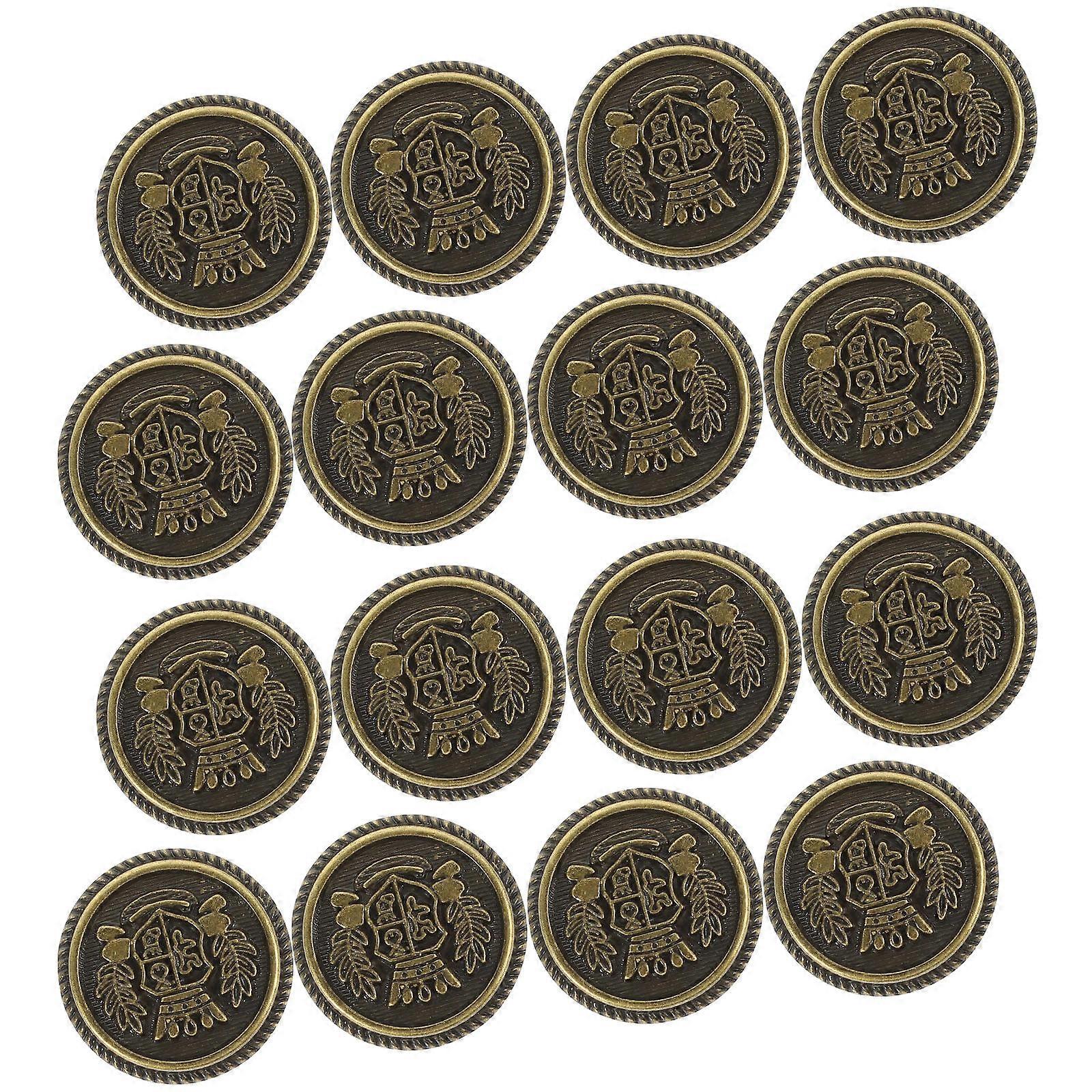 Alloy Buttons for Sewing Retro Style Coat Buttons 80Pcs Dark Brown Color