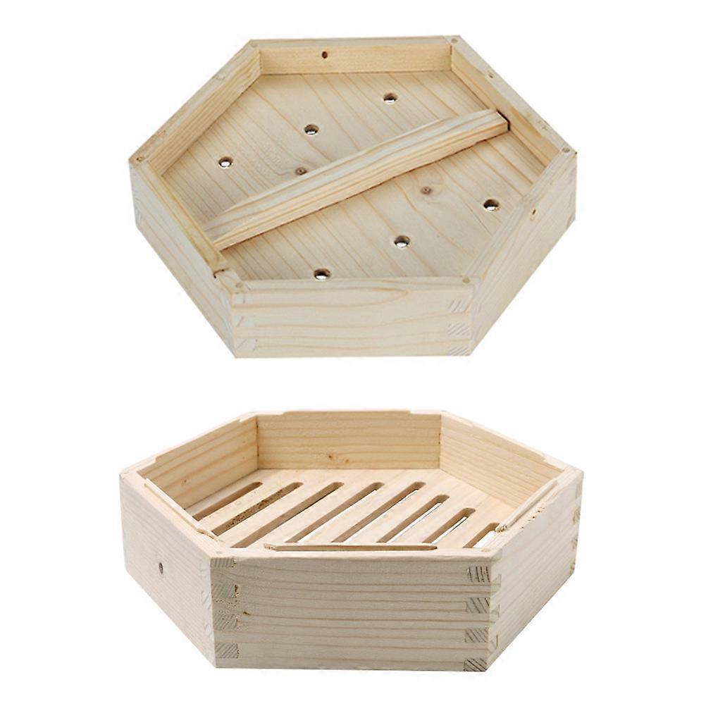 Food Steaming Container 1 Set For Households Home Use Beige Wood Material Hexagonal Design Steaming