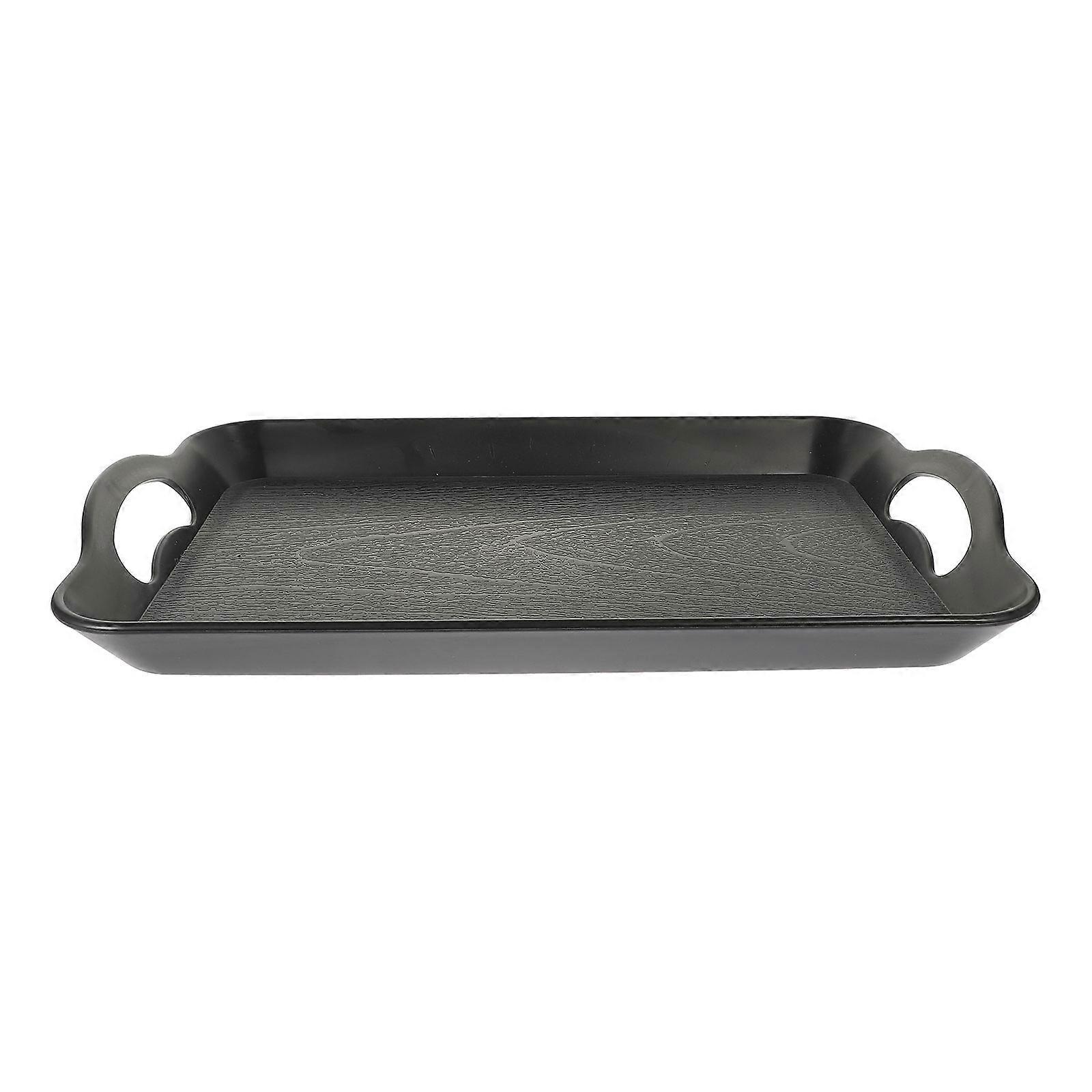 Food Serving Tray Black Rectangular Dessert Display 37X23CM Simple Design 1Pcs