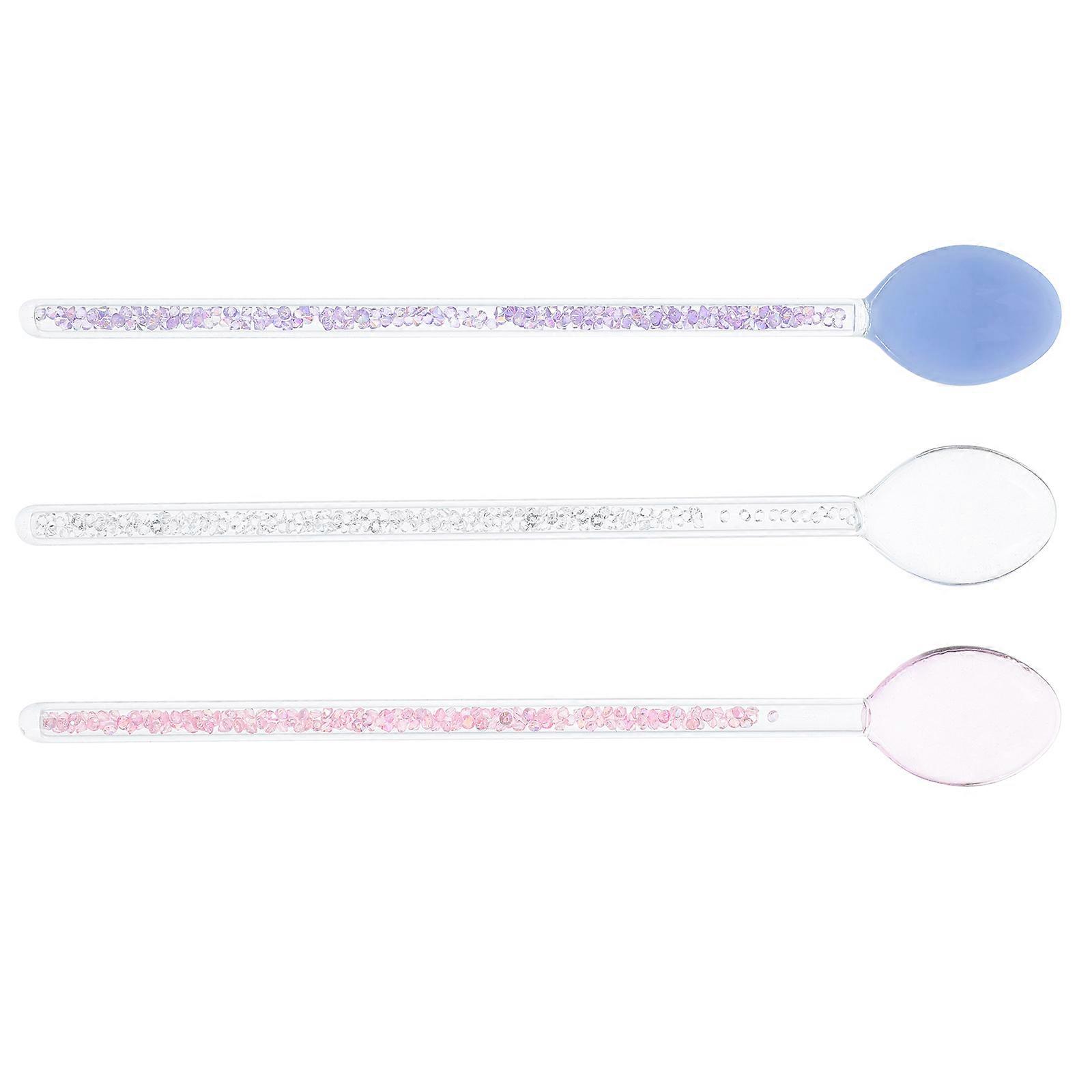 Crystal Glass Coffee Spoons for Stirring 9Pcs with Long Handles Assorted Colors