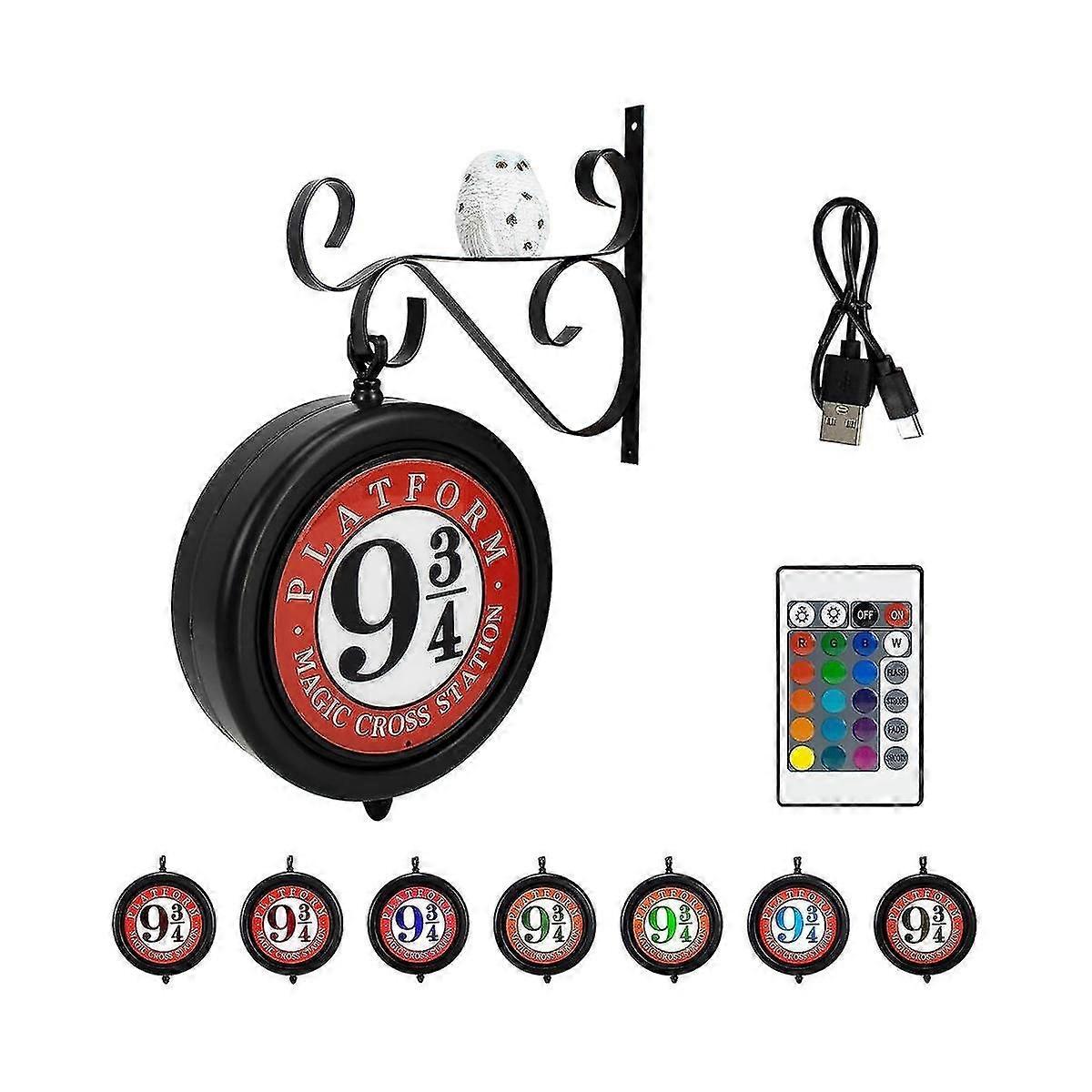 Platform 9 3/4 Sign Decorative Light, Rechargeable Hanging Wall Hanging Decorative With Rgb Remote & Light