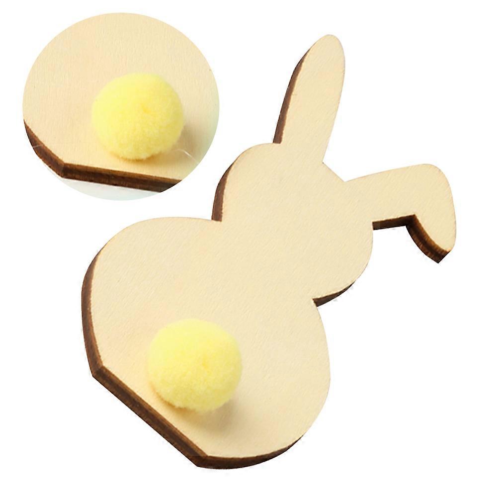 Home Rabbit Decor Wood Rabbit Craft for Decoration Plush Yellow