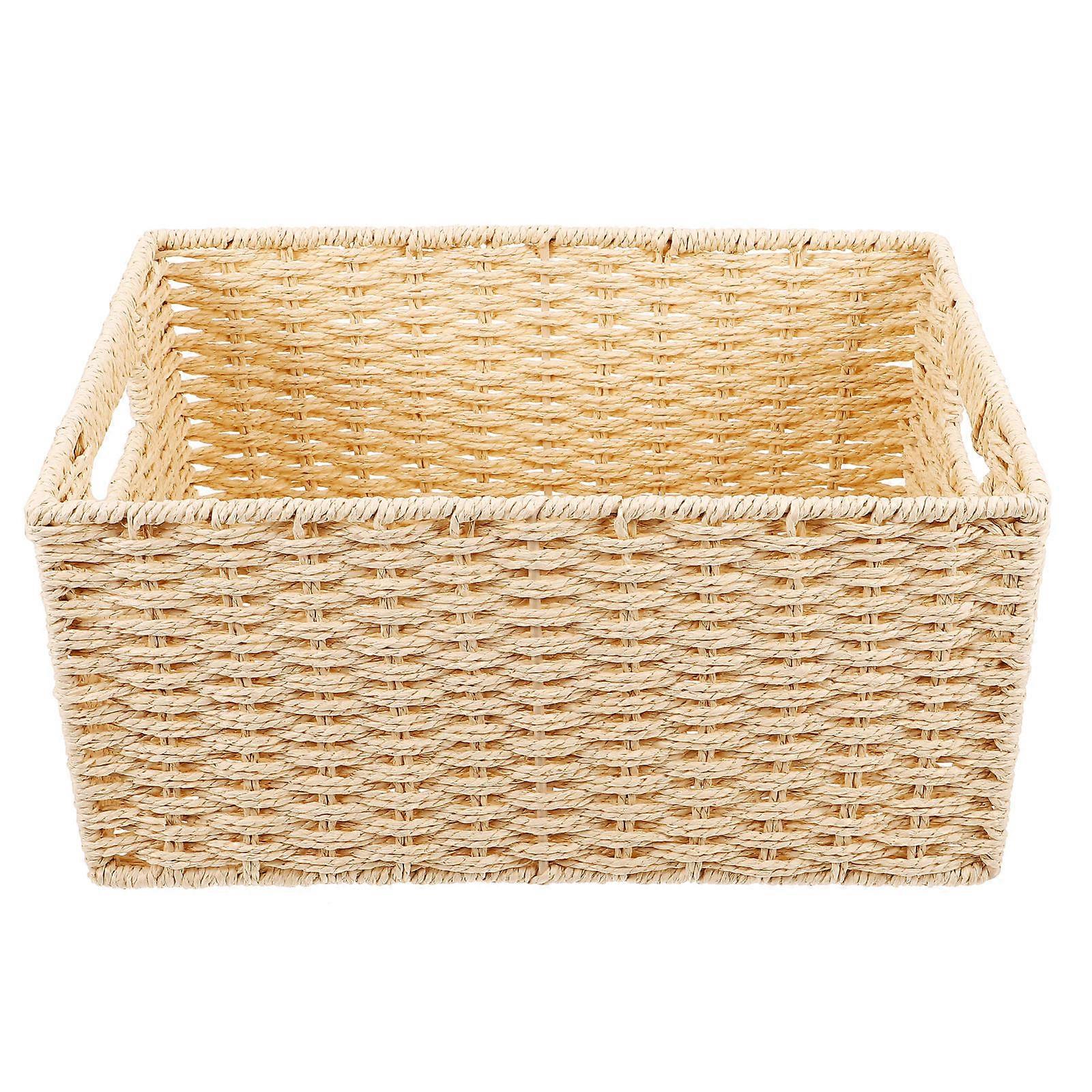 Multi-Function Storage Basket 2Pcs Ideal For Home Use And Gift Giving Featuring Rectangular Shape In Beige Color