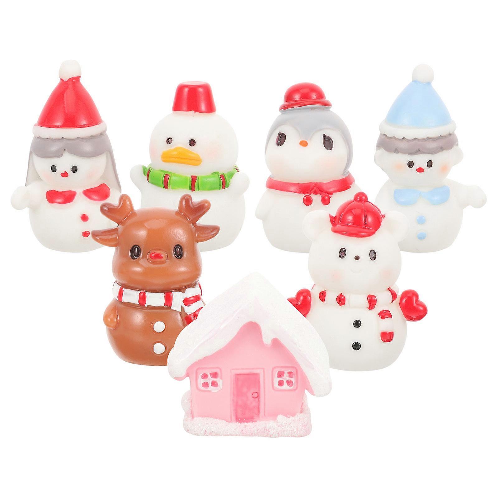 Resin Mini Model Xmas Desktop Decorations for 28Pcs Christmas Miniature Models