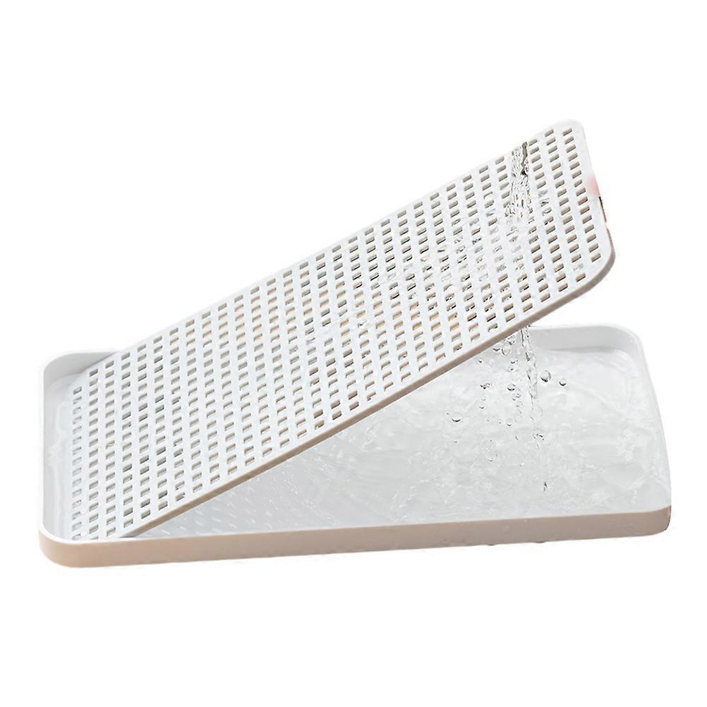 Double-Layer Draining Plates Home Draining Plate for Storage Use 2Pcs White