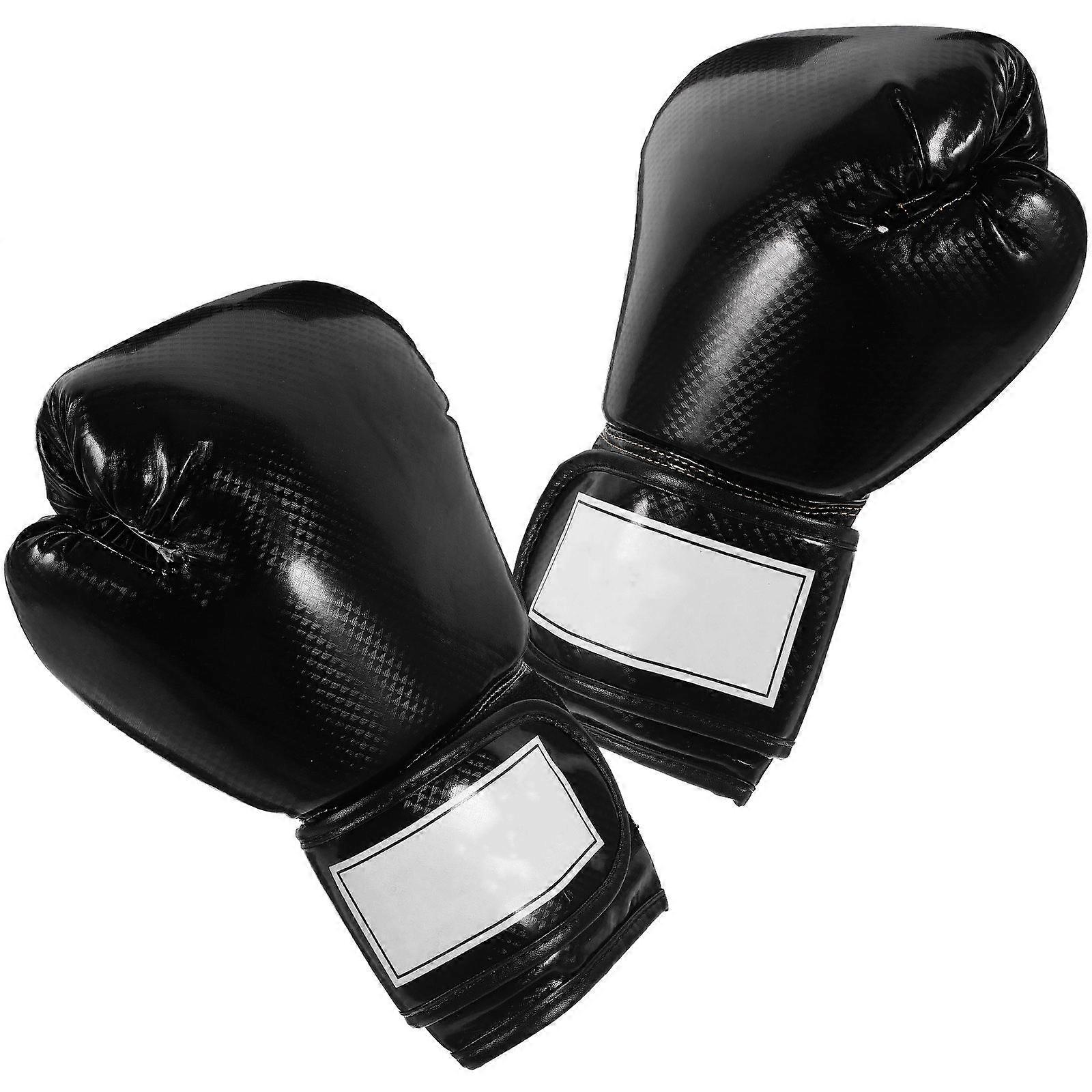 Black Reusable Boxing Gloves Training Gloves For Boxing Taekwondo And Martial Arts Made Of Pu And Sponge With Shock Absorption 1 Pair