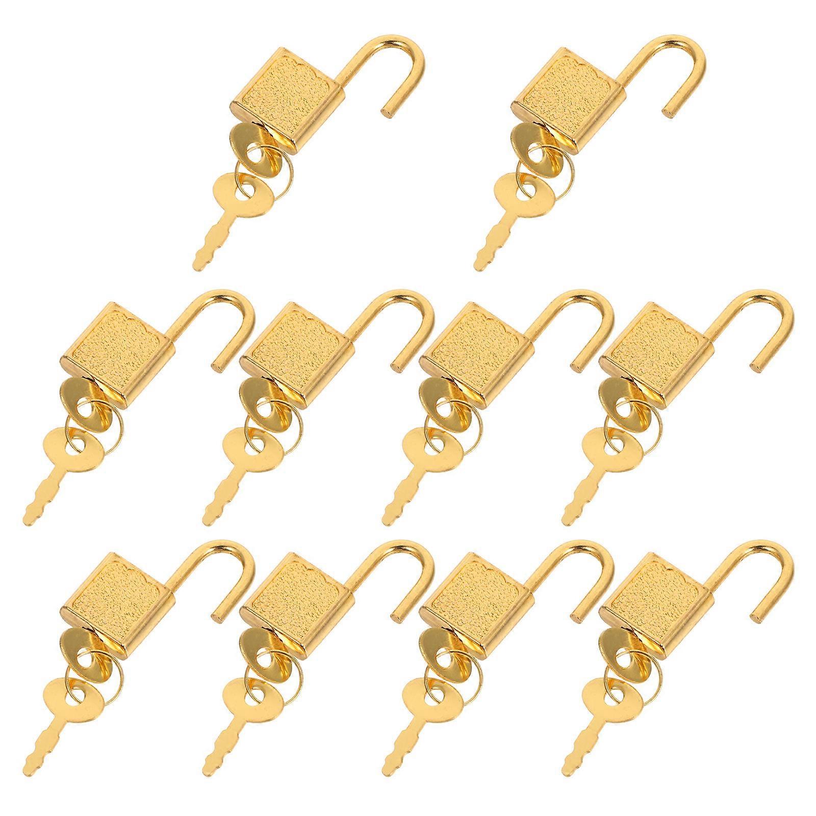Small Lock Key Mini Padlock for Box 50Sets Golden Vintage Style