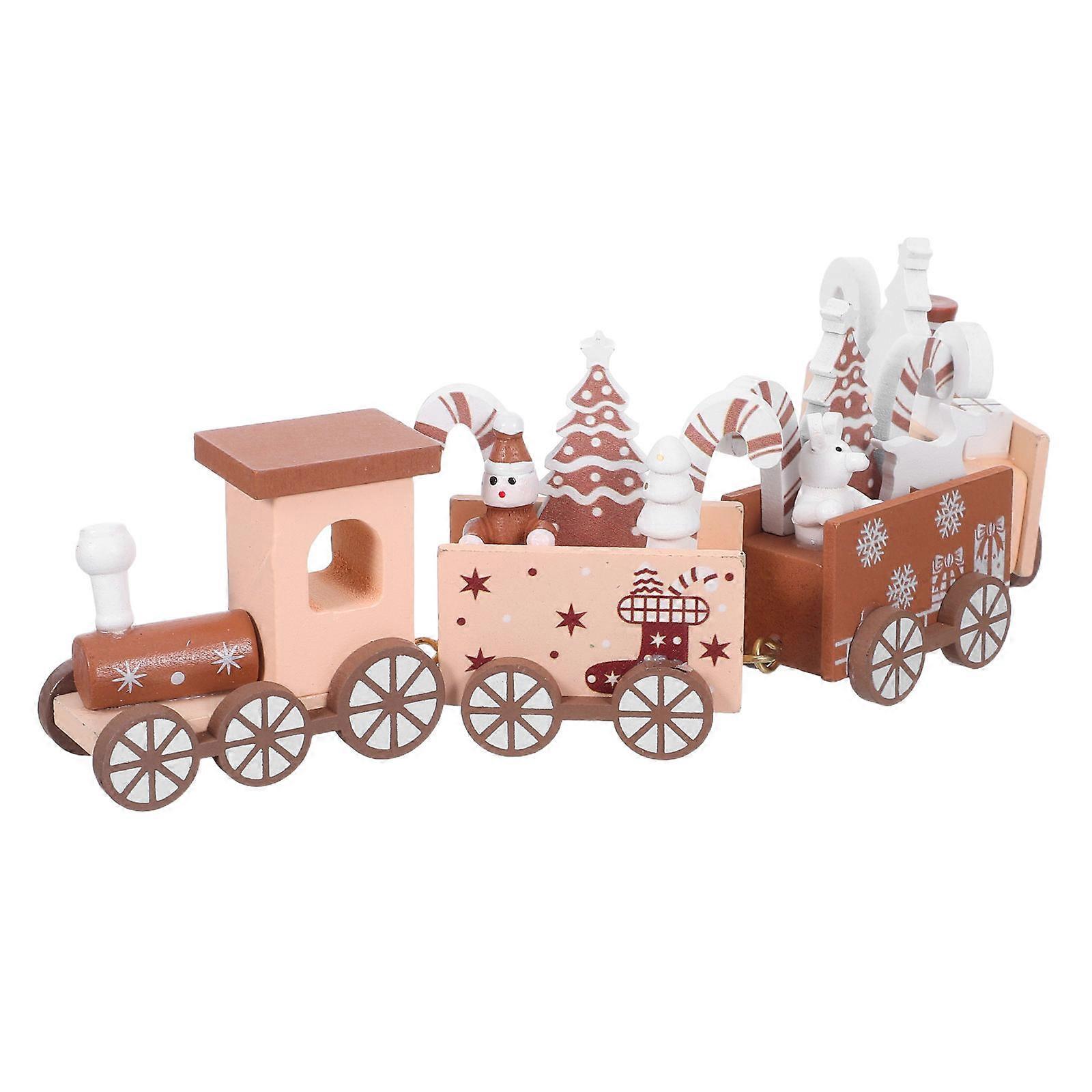 Wooden Mini Train Decor Christmas Train for Decoration 4Sets Table Ornament