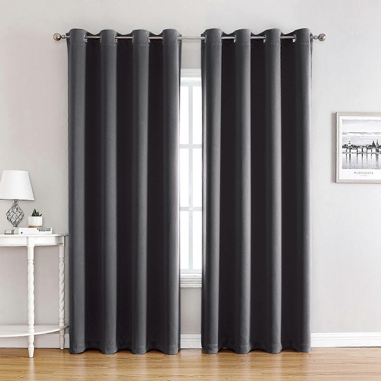 Blackout Curtain Thermal Insulated Window Treatment Grommet Dark Grey 2 Panels W42 X H84 Bedroom Draperies
