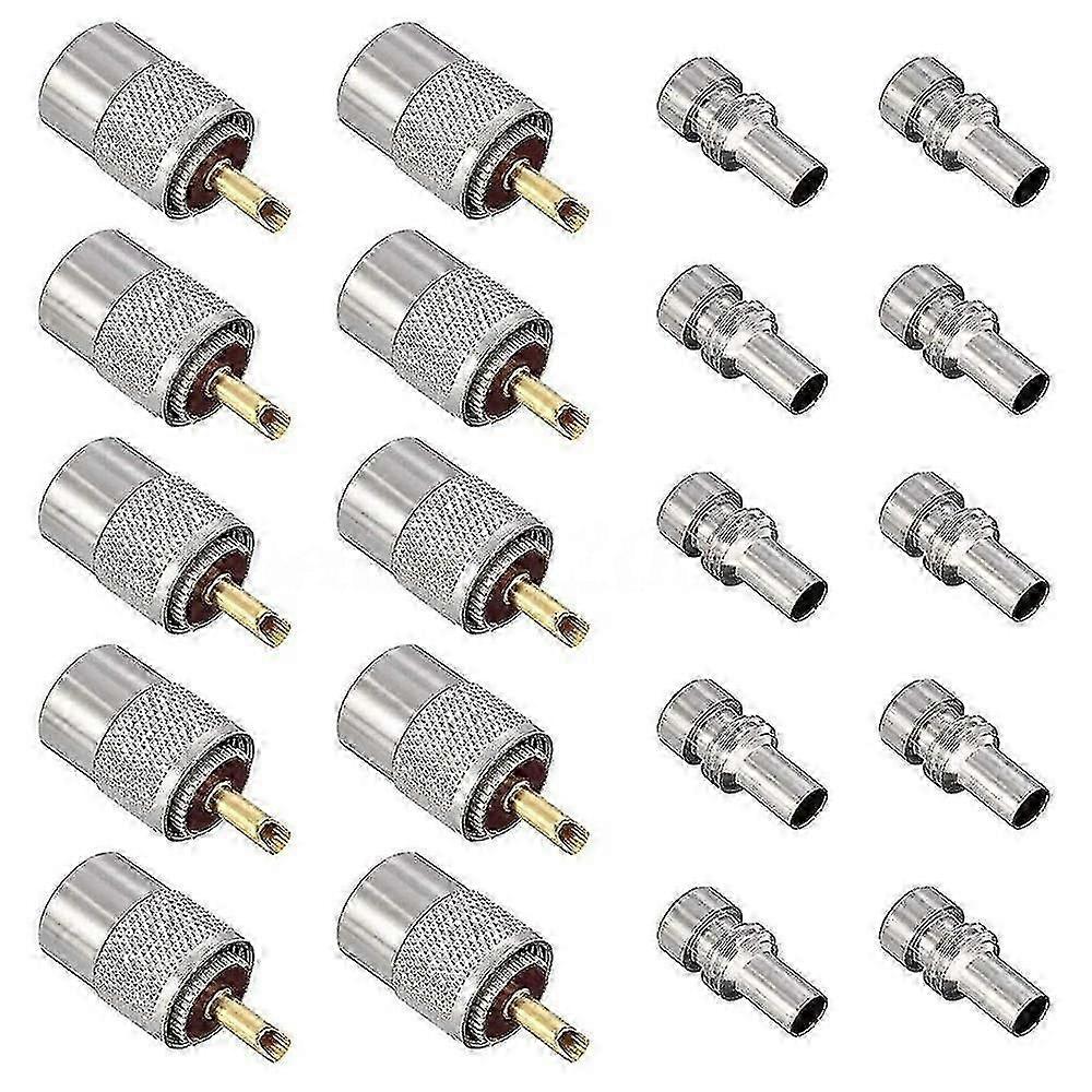 10 Pack UHF/PL-259 Solder Connector Plug with Reducer for RG8X, RG8, RG59, LMR-400, RG-213 Coaxial