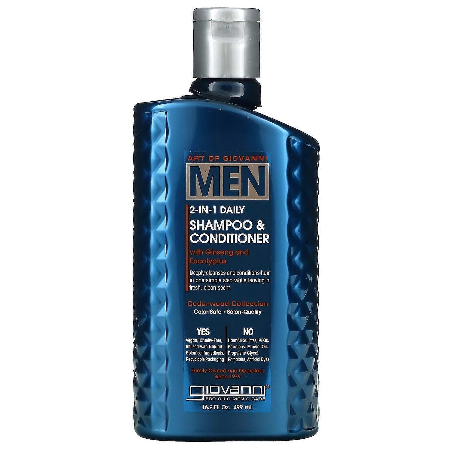Giovanni, Art Of Giovanni, Men 2-In-1 Daily Shampoo & Conditioner with Ginseng and Eucalyptus, 16.9 fl oz (499 ml)