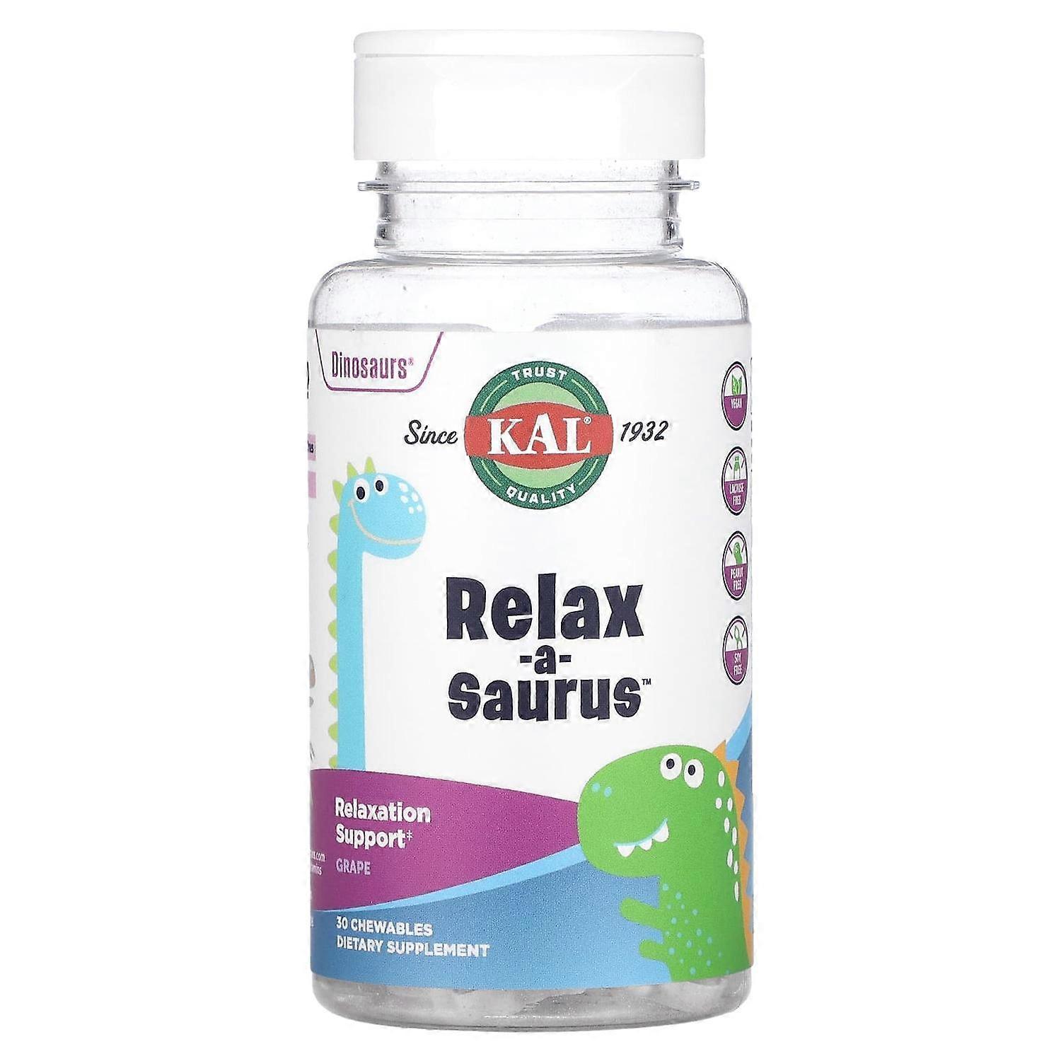 KAL, Dinosaurs, Relax-a-Saurus, Grape, 30 Chewables