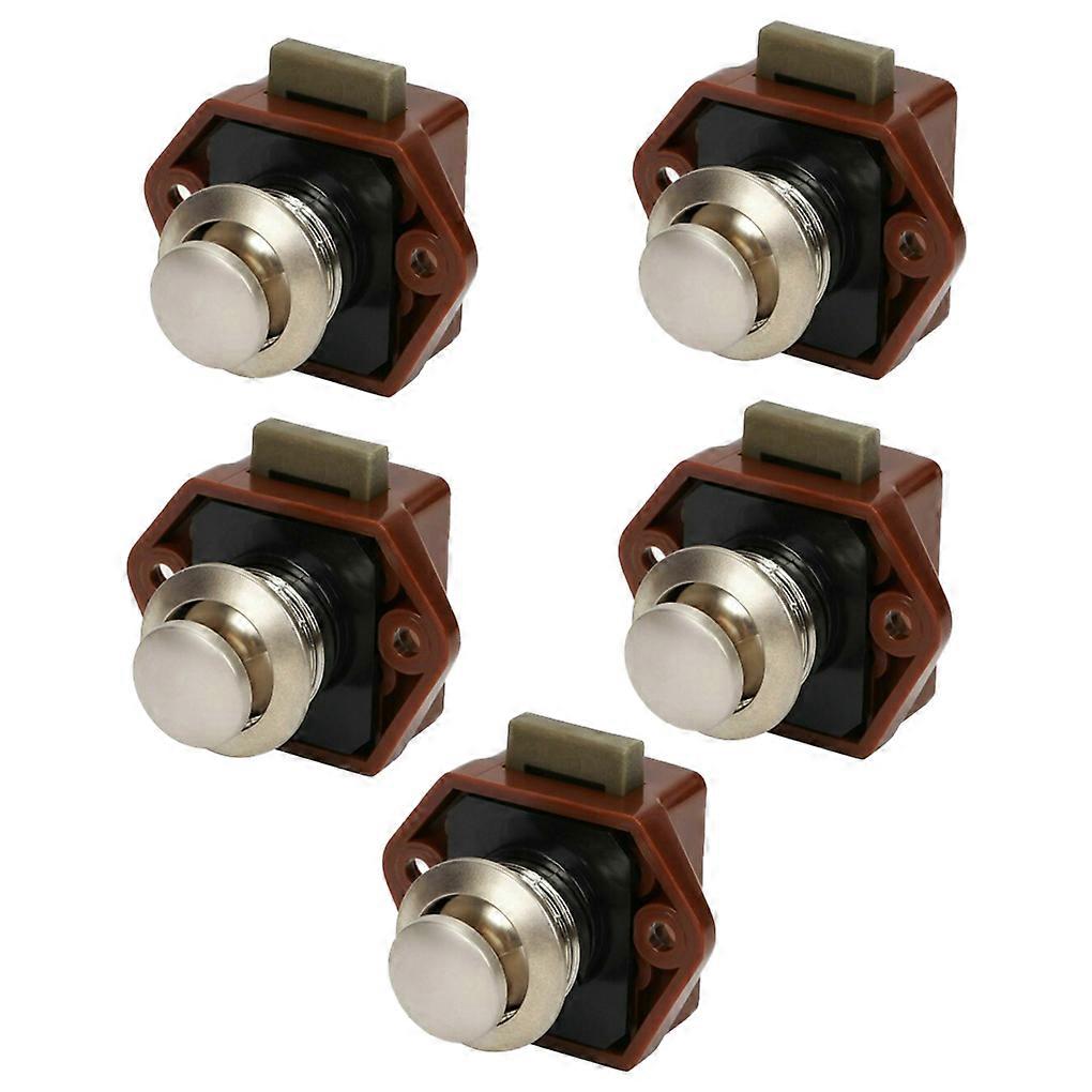 5 Pieces/Set Campers Push Button Lock RVs Drawers Knob Catch Locks Brown