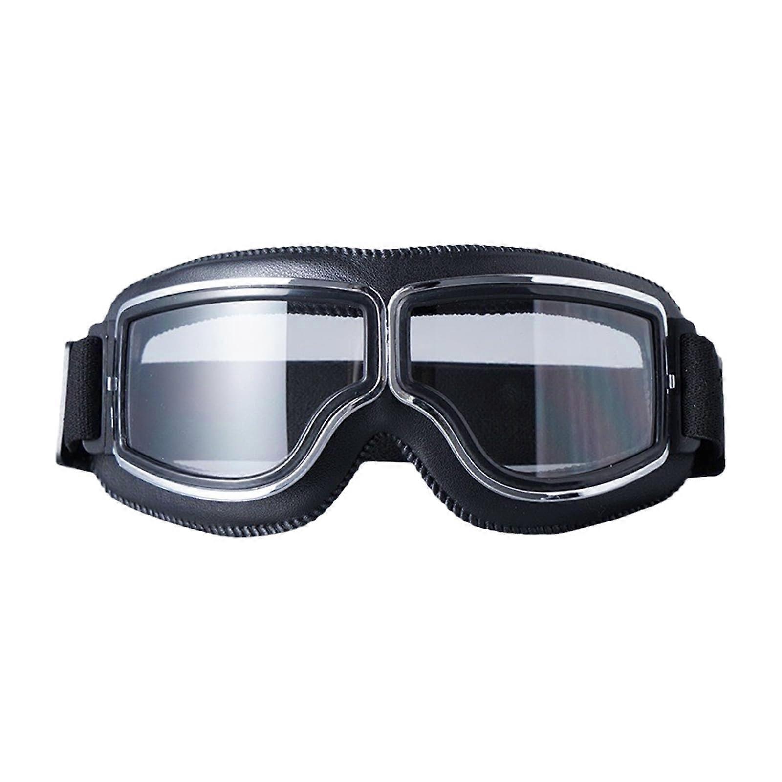 Vintage Motorcycle Goggles Windproof Eyewear For Motorcycle Helmets Black Frame